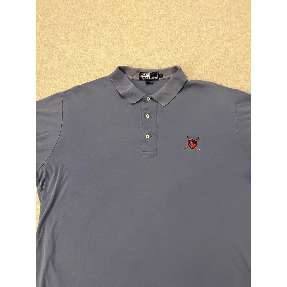 Polo Ralph Lauren Shirt Men's Large Gray Golf‎ Crest Logo Fine Cotton Polos